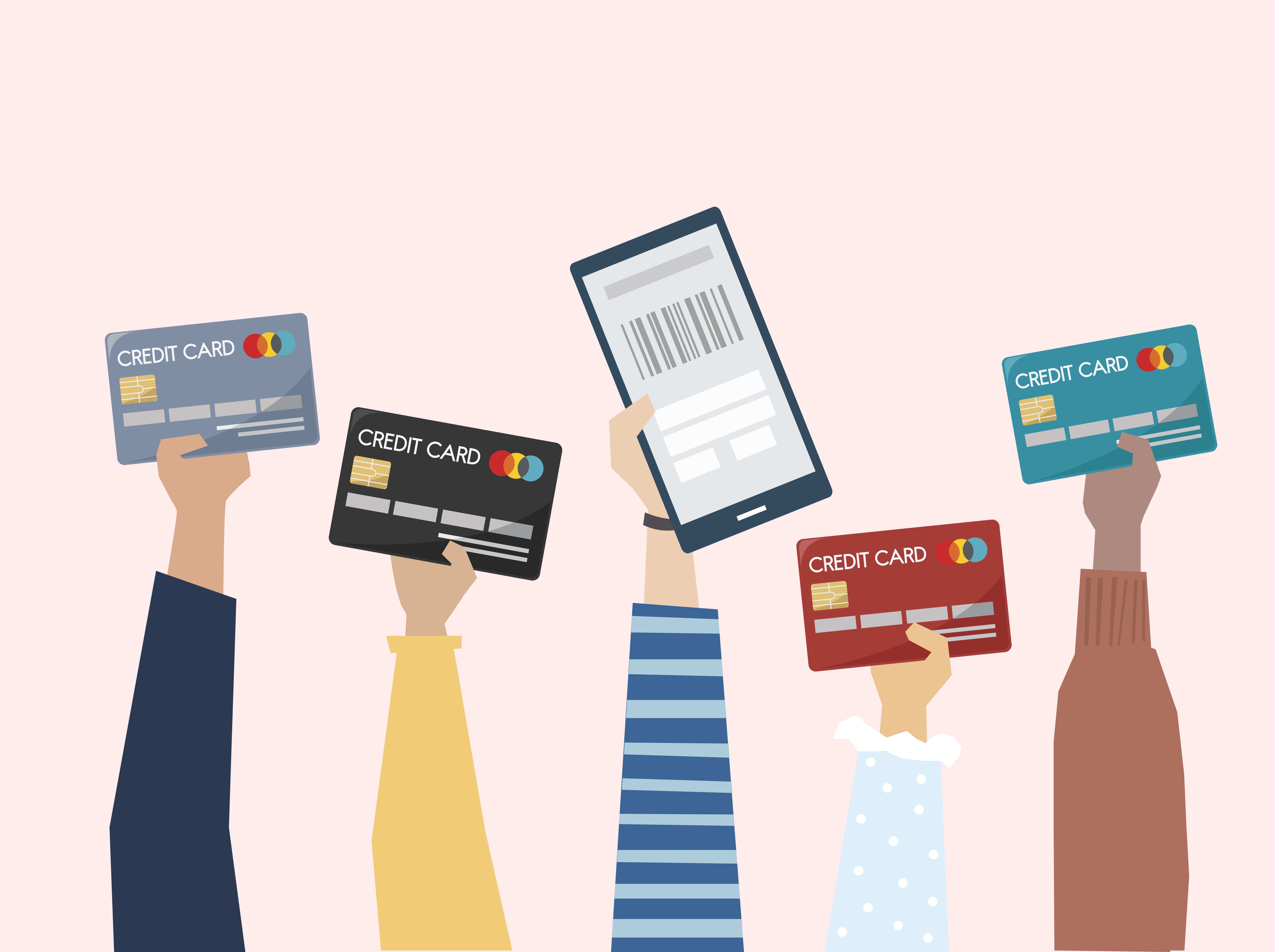 Illustration of online payment with credit card